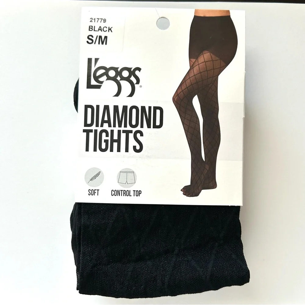 NWT L'eggs Sheer Black Diamond Tights